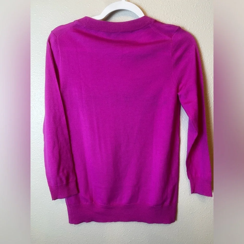J. Crew Tippi Merino 3/4 Sleeve Wool Sweater with Cofounder Embroidery Sz S
